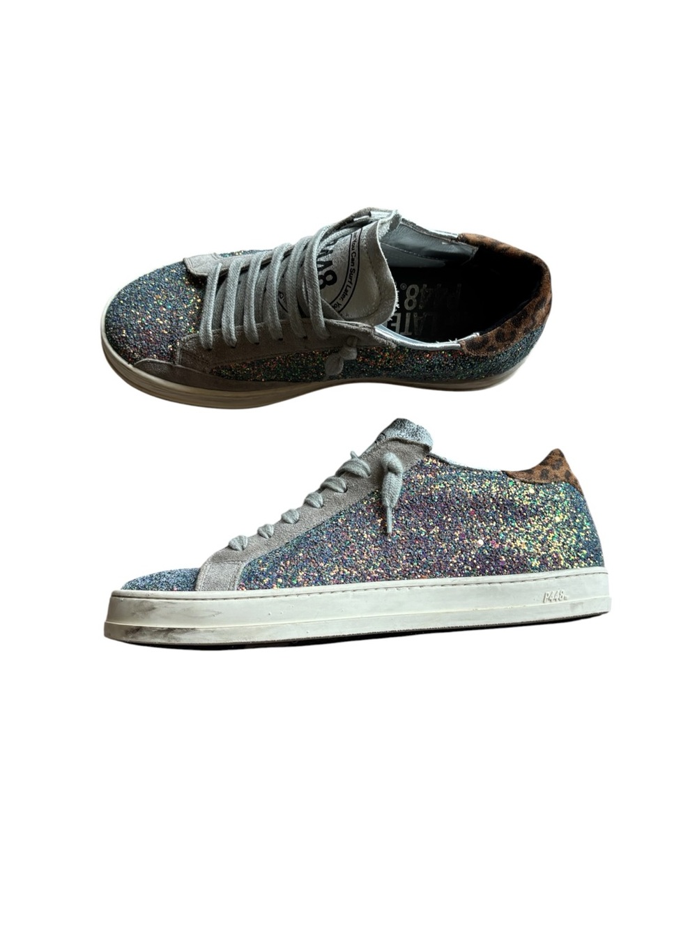 P448 John Glitter Platform Low-Top Distressed Sneakers streetwear 38/7.5